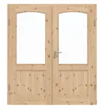 Frontansicht von Doppelflügeltür TE-28 Kiefer astig Massivholz mit Zarge