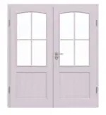 Frontansicht von Doppelflügeltür TE-29 Fichte astarm weiß pigmentiert lackiert Massivholz mit Zarge