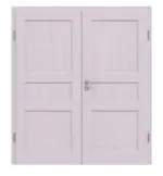 Frontansicht von Doppelflügeltür TE-3 Fichte astarm weiß pigmentiert lackiert Massivholz mit Zarge