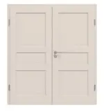 Frontansicht von Doppelflügeltür TE-3 Fichte astig weiß pigmentiert lackiert Massivholz mit Zarge