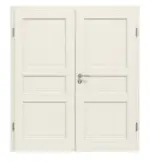 Frontansicht von Doppelflügeltür TE-3 Nordische Fichte astarm gebürstet weiß lackiert Massivholz mit Zarge