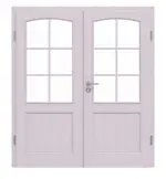 Frontansicht von Doppelflügeltür TE-30 Fichte astarm weiß pigmentiert lackiert Massivholz mit Zarge