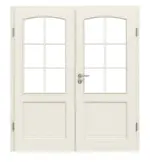Frontansicht von Doppelflügeltür TE-30 Nordische Fichte astarm gebürstet weiß lackiert Massivholz mit Zarge