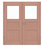Frontansicht von Doppelflügeltür TE-38 Buche Massivholz mit Zarge