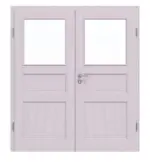 Frontansicht von Doppelflügeltür TE-38 Fichte astarm weiß pigmentiert lackiert Massivholz mit Zarge