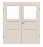 Frontansicht von Doppelflügeltür TE-38 Fichte astig weiß pigmentiert lackiert Massivholz mit Zarge