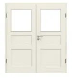 Frontansicht von Doppelflügeltür TE-38 Nordische Fichte astarm gebürstet weiß lackiert Massivholz mit Zarge