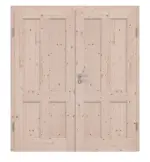 Frontansicht von Doppelflügeltür TE-4 Fichte astig Massivholz mit Zarge