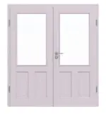 Frontansicht von Doppelflügeltür TE-40 Fichte astarm weiß pigmentiert lackiert Massivholz mit Zarge