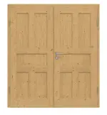 Frontansicht von Doppelflügeltür TE-5 Eiche astig Massivholz mit Zarge