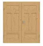 Frontansicht von Doppelflügeltür TE-6 Eiche astig Massivholz mit Zarge