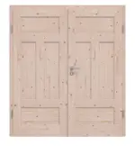 Frontansicht von Doppelflügeltür TE-6 Fichte astig Massivholz mit Zarge