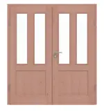 Frontansicht von Doppelflügeltür TE-64 Buche Massivholz mit Zarge