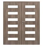 Frontansicht von CLASSEN Doppelflügeltür Tetyda M1 Esche Graphit Iridium mit Lichtausschnitt inkl. Zarge