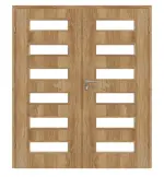 Frontansicht von CLASSEN Doppelflügeltür Tetyda M1 Grandson Eiche Iridium mit Lichtausschnitt inkl. Zarge