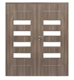 Frontansicht von CLASSEN Doppelflügeltür Tetyda M2 Esche Graphit Iridium mit Lichtausschnitt inkl. Zarge