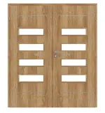 Frontansicht von CLASSEN Doppelflügeltür Tetyda M2 Grandson Eiche Iridium mit Lichtausschnitt inkl. Zarge