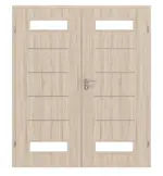 Frontansicht von CLASSEN Doppelflügeltür Tetyda M3 Eiche Sonoma 3D Look mit Lichtausschnitt inkl. Zarge