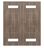 Frontansicht von CLASSEN Doppelflügeltür Tetyda M3 Esche Graphit Iridium mit Lichtausschnitt inkl. Zarge