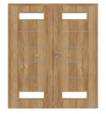 Frontansicht von CLASSEN Doppelflügeltür Tetyda M3 Grandson Eiche Iridium mit Lichtausschnitt inkl. Zarge