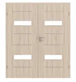 Frontansicht von CLASSEN Doppelflügeltür Tetyda M4 Eiche Sonoma 3D Look mit Lichtausschnitt inkl. Zarge