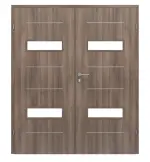 Frontansicht von CLASSEN Doppelflügeltür Tetyda M4 Esche Graphit Iridium mit Lichtausschnitt inkl. Zarge