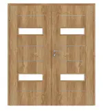 Frontansicht von CLASSEN Doppelflügeltür Tetyda M4 Grandson Eiche Iridium mit Lichtausschnitt inkl. Zarge