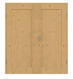 Frontansicht von Doppelflügeltür TM-1 Eiche astig Massivholz mit Zarge