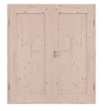 Frontansicht von Doppelflügeltür TM-1 Fichte astig Massivholz mit Zarge