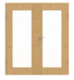 Frontansicht von Doppelflügeltür TM-12 Eiche astig Massivholz mit Zarge