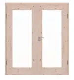 Frontansicht von Doppelflügeltür TM-12 Fichte astig Massivholz mit Zarge