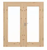 Frontansicht von Doppelflügeltür TM-12 Kiefer astig Massivholz mit Zarge