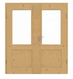 Frontansicht von Doppelflügeltür TM-16 Eiche astig Massivholz mit Zarge