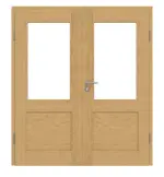 Frontansicht von Doppelflügeltür TM-16 Eiche astarm Massivholz mit Zarge