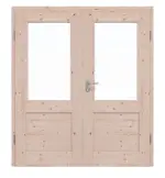Frontansicht von Doppelflügeltür TM-16 Fichte astig Massivholz mit Zarge