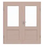 Frontansicht von Doppelflügeltür TM-16 Kiefer astarm Massivholz mit Zarge