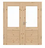 Frontansicht von Doppelflügeltür TM-16 Kiefer astig Massivholz mit Zarge