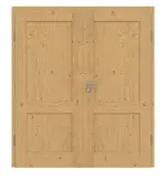 Frontansicht von Doppelflügeltür TM-2 Eiche astig Massivholz mit Zarge