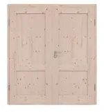 Frontansicht von Doppelflügeltür TM-2 Fichte astig Massivholz mit Zarge