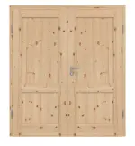 Frontansicht von Doppelflügeltür TM-2 Kiefer astig Massivholz mit Zarge