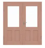Frontansicht von Doppelflügeltür TM-21 Buche Massivholz mit Zarge