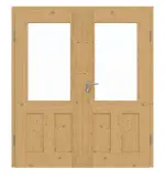 Frontansicht von Doppelflügeltür TM-21 Eiche astig Massivholz mit Zarge