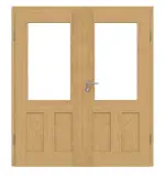 Frontansicht von Doppelflügeltür TM-21 Eiche astarm Massivholz mit Zarge