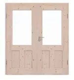 Frontansicht von Doppelflügeltür TM-21 Fichte astig Massivholz mit Zarge