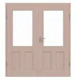 Frontansicht von Doppelflügeltür TM-21 Kiefer astarm Massivholz mit Zarge