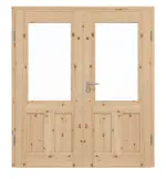 Frontansicht von Doppelflügeltür TM-21 Kiefer astig Massivholz mit Zarge