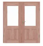 Frontansicht von Doppelflügeltür TM-21 Lärche Massivholz mit Zarge