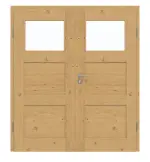 Frontansicht von Doppelflügeltür TM-31 Eiche astig Massivholz mit Zarge