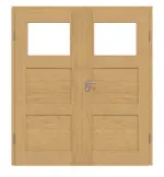 Frontansicht von Doppelflügeltür TM-31 Eiche astarm Massivholz mit Zarge