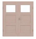 Frontansicht von Doppelflügeltür TM-31 Kiefer astarm Massivholz mit Zarge